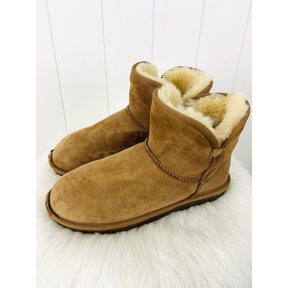 Kirkland Signature Brown Suede 100% Shearling Lined Super Soft Pull on Boots US8